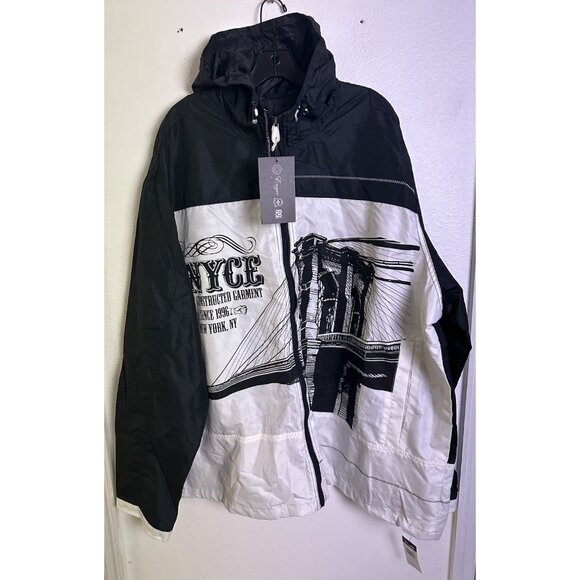Enyce Jacket Men’s Windbreaker Y2K Zip Up White Black Skater Bridge 4X New - Picture 2 of 14